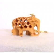 Wood Elephant Key Tag